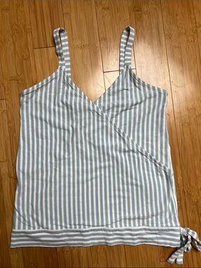 J Crew Striped Blue and White Tie-Hem Cami Tank Top